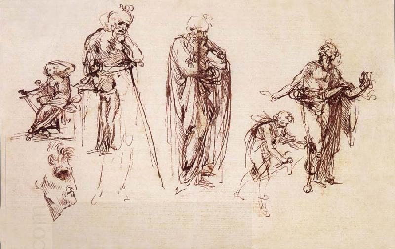 LEONARDO da Vinci Studies fur the adoration of the Konige China oil painting art